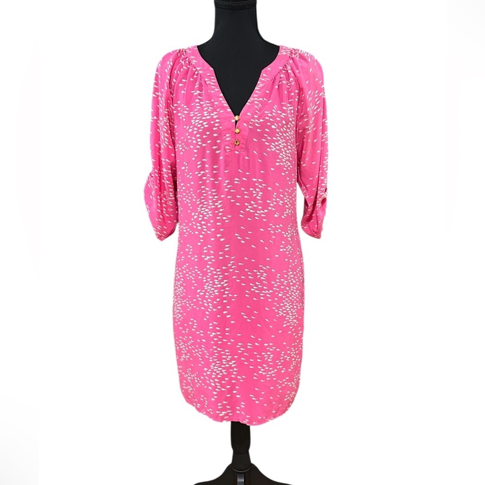 Twelfth Street by Cynthia Vincent. Hot Pink Fish-Print Midi Dress - Picture 5 of 10